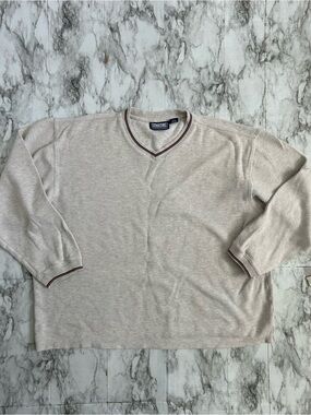 Structure Y2K vintage men’s size XL V-neck thick 100% cotton shirt boxy fit